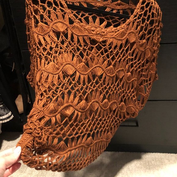 Collective Concepts open knit top in Burnt Orange Size L - Picture 3 of 7